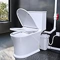 700watt Macerating Toilet with Pump, Two-Piece Upflush Toilet For Basement, Powerful & Quiet Macerating System With 3 Water Inlet & Ac Vent, 36ft Vertically, Skirted Bowl