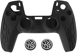 TMG Anti-Slip Controller Silicone Skin for Ps5, Ergonomic Rubber Protective Case with 2 PC Matching Thumb Grips (Black) Price In India