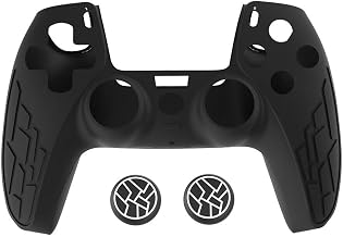 TMG Anti-Slip Controller Silicone Skin for Ps5, Ergonomic Rubber Protective Case with 2 PC Matching Thumb Grips (Black)