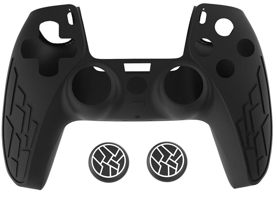 Image of TMG Anti-Slip Controller Silicone Skin for Ps5, Ergonomic Rubber Protective Case with 2 PC Matching Thumb Grips (Black)