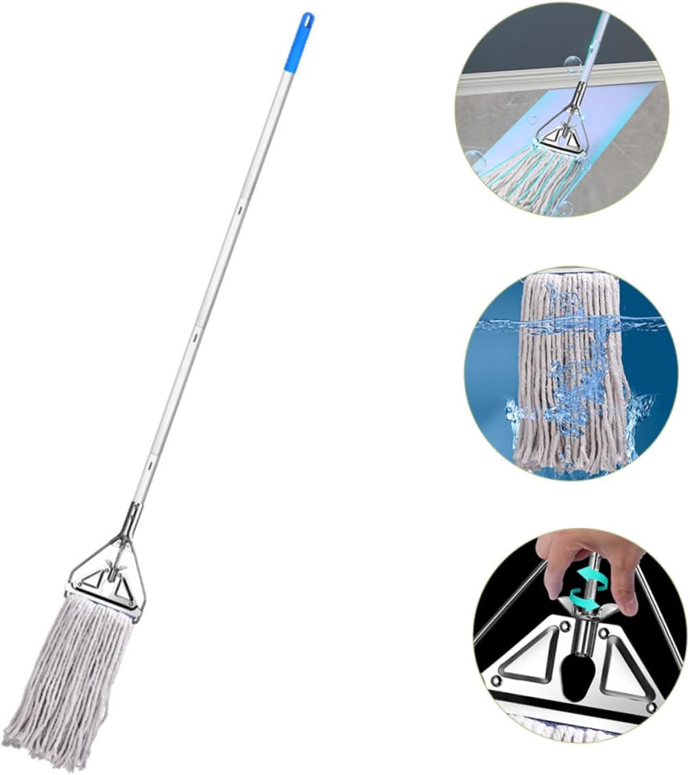Cotton Mop for Hardwood and Ceramic Floors, Long Handle