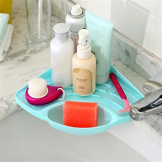 Lukzer 1PC Multipurpose Kitchen Sink Corner Tray Tool Storage Organizer Rack for Soap Dish Wash Basin (20 x 27 x 5 cm)