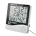 Produktbild VADIV Digitales Innen Außen Thermometer,Indoor & Outdoor Thermo Hygrometer mit Kabel und LCD Großes Display Luftfeuchtigkeit Monitor Digital Thermometer mit Fühler Alarm Wecker Funktion 3 Meter Kabel