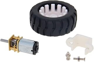 Bettomshin Mini Gear Motor DC 6V 100RPM Miniature Gear DC Motor with Fixed Frame Coupling Nut Plastic Wheel for DIY Toys Science