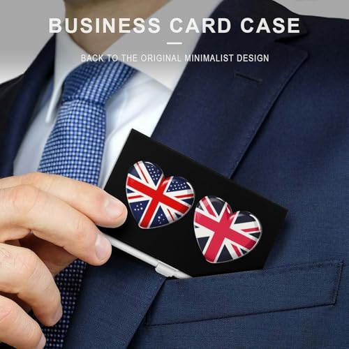 UK Great Britain Heart Flag Business Card Case Pocket Card Holder Slim Card Wallet for Men Women3