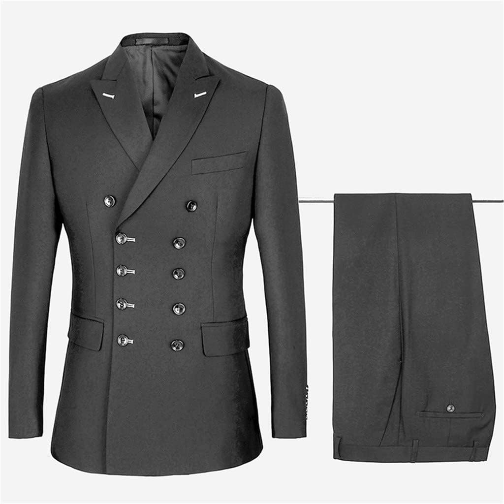 Men's Slim Fit Gentleman Business Casual Breasted Jacket Outer Pants Wedding Groom Party Skinny