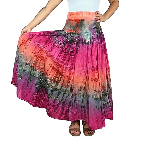 Agan Traders Women's 2025 Summer Tie-dye High Waistband Bohemian Maxi Skirt - A Line Flared Long Skirts for Women2