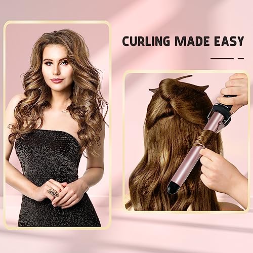Curling Iron 1 Inch,Hair Curling Iron,Dual Voltage Curling Iron,Long Barrel Curling Iron 1 Inch,Temperature Adjustable Portable Hair Waver Heats Up Quickly,Ceramic Curling Iron For All Hair Types #TOP3