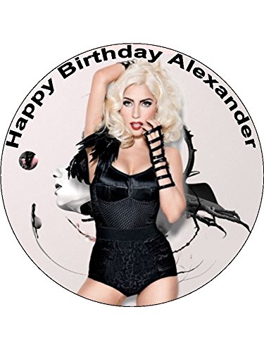 Preisvergleich Produktbild 7.5 Lady Gaga Personalised Edible Icing Birthday Cake Topper by CakeThat