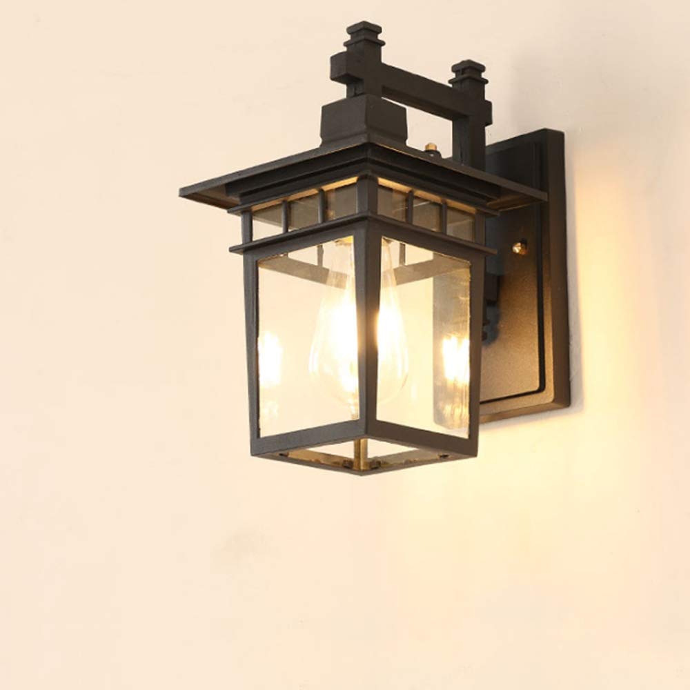 Kinkiet zewnętrzny E27 Kinkiet ścienny Edison Retro Kinkiet LED Wodoodporne i odporne na rdzę Lampy Odlew aluminiowy + szklany abażur Tekstura (kolor: metaliczny, rozmiar: 22 * ​​29 cm) Interesting