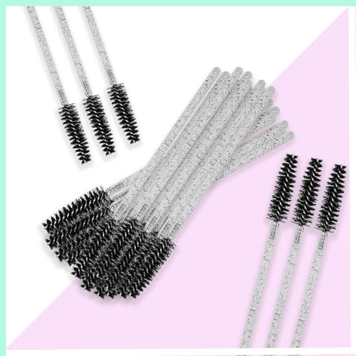 Einweg-Kristall-Augenpinsel, Pinsel Mascara Zauberstäbe, Wimpernmascara-Bürsten, Augenwimpern-Applikator-Pinsel (50PCS, Schwarz)