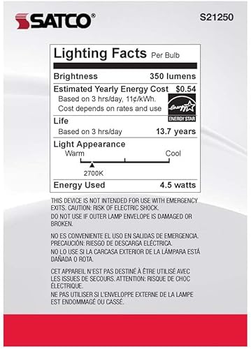 Miniatura 6 de Satco S21250 4.5G40/WH/LED/E26/927/120V - Paquete de 6