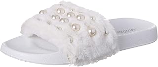 شبشب سلايدز فرو صناعي مزين بلؤلؤ للنساء من مداس