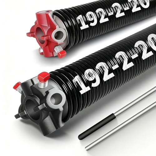 Pair of 2"Garage Door Torsion Springs Set with Non-Slip Winding Bars, Electrophoretic Coated (0.192X2"X20")