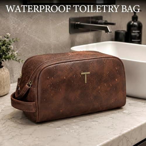 CLOUDWINGS Initial Gifts PU Leather Travel Toiletry Bag for Men — view 6