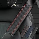 Seat Belt Cover, AUTOXBERT 1 Pcs Car SeatBelt Covers PU Leather Seat belt Strap Cover Soft and Comfortable Seatbelt Harness Pads (Red）