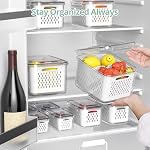 Fruit Storage Containers for Fridge with Removable Colander, 8 Pack Fruit Containers for Fridge with 2 Function Divider Plate, Airtight Storage Container to Keep Berry Fruit Fresh, Dishwasher Safe