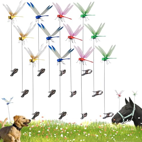 3D Dragon Fly Clip, Dragon Fly Clips for Bugs - Double Reinforced Wings/Upgraded Strong Clip, PVC Waterproof Wings Never Fade, 1:1 Realistic Fake Dragonfly Clips to Keep Bugs Away (12 PCS)