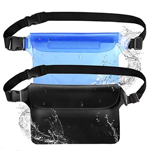 HeySplash Waterproof Pouch Bag with Waist Strap 2 Pack, Screen Touchable Dry Bag for Beach, Swiming, Running, Fishing, Kayaking, Keep Your Phone and Valuables Safe and Dry, Included Extra 1.9 Strap
