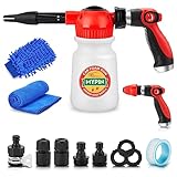 New Rotary Dial 16 IN 1 Car Wash Foam Gun,Foam Cannon, Adjustable Hose Wash Sprayer with 2.5-6 Bars Foam Blaster, with Nozzles,Wash Mitten &amp;Towel,for Car Cleaning&amp; Garden Use with 1/2” Quick Connector
