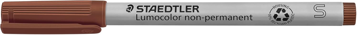 STAEDTLER 311-7 Lumocolor Universal Non Permanent Superfine Pens - Brown, Pack of 10