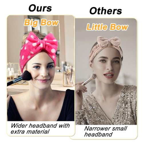 Shintop Sweet Super Soft Caroset Polka Dots Wash Cosmetic Headband Hairlace (Rose Polka dots) - Thumbnail 2