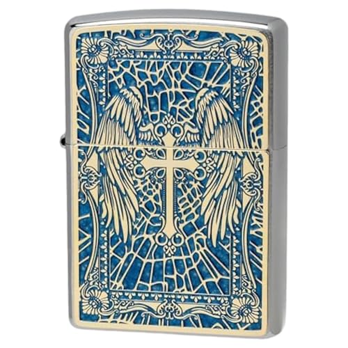 Encendedor Zippo Oil Brass Cruz Doble Azul