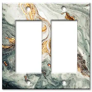 Art Plates 2-Gang Rocker (Decora) OVERSIZE Switch Plate/OVER SIZE Wall Plate - Gold Granite