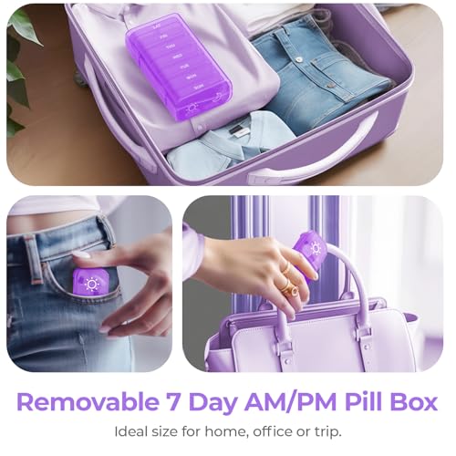 image for AUVON XL Weekly Pill Organizer 2 Times a Day, AM PM Pill Case with One
