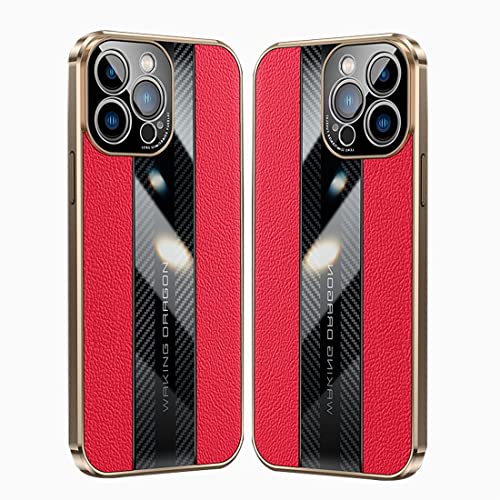 Étui Samsung Galaxy S22 Plus en cuir et fibre de carbone rouge avec protection caméra arrière