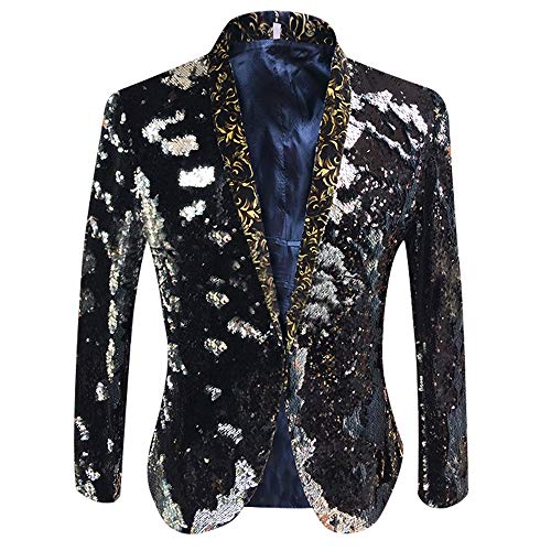 HBDesign Men 1 Piece Without Button Fashion Shiny Sequins Jackets