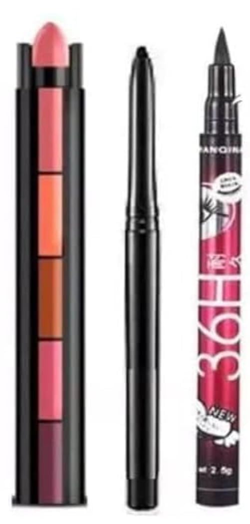 Professional Beauty Combo of Fabulous Matte Shades Lipstick 5 in 1, (Nude) Edition Lipstick Set, 7.5g Each with 36H Eyeliner and 1 Kajal Pencil – (Pack of 3) Professional Beauty Combo of Fabulous Matte Shades Lipstick 5 in 1, (Nude) Edition Lipstick Set, 7.5g Each with 36H Eyeliner and 1 Kajal Pencil – (Pack of 3)
