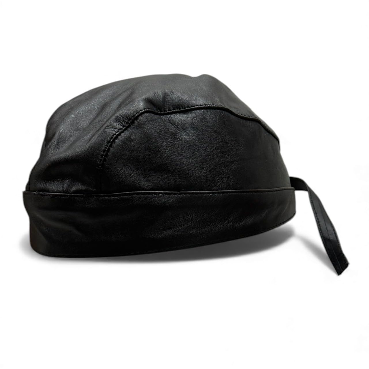 Leather Bandana Cap Black Biker Skull Cap Do-Rag Du-Rag for Men Women