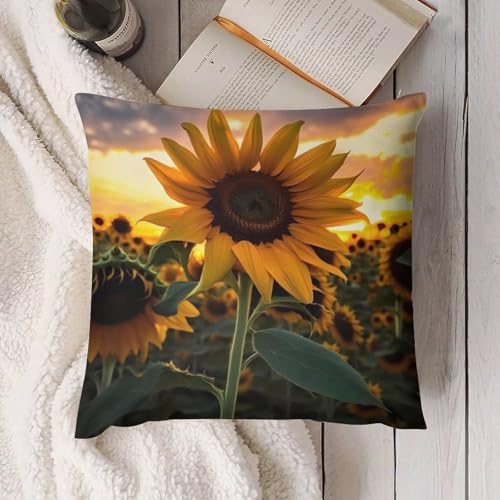 Housse de coussin tournesol en peluche double face douce