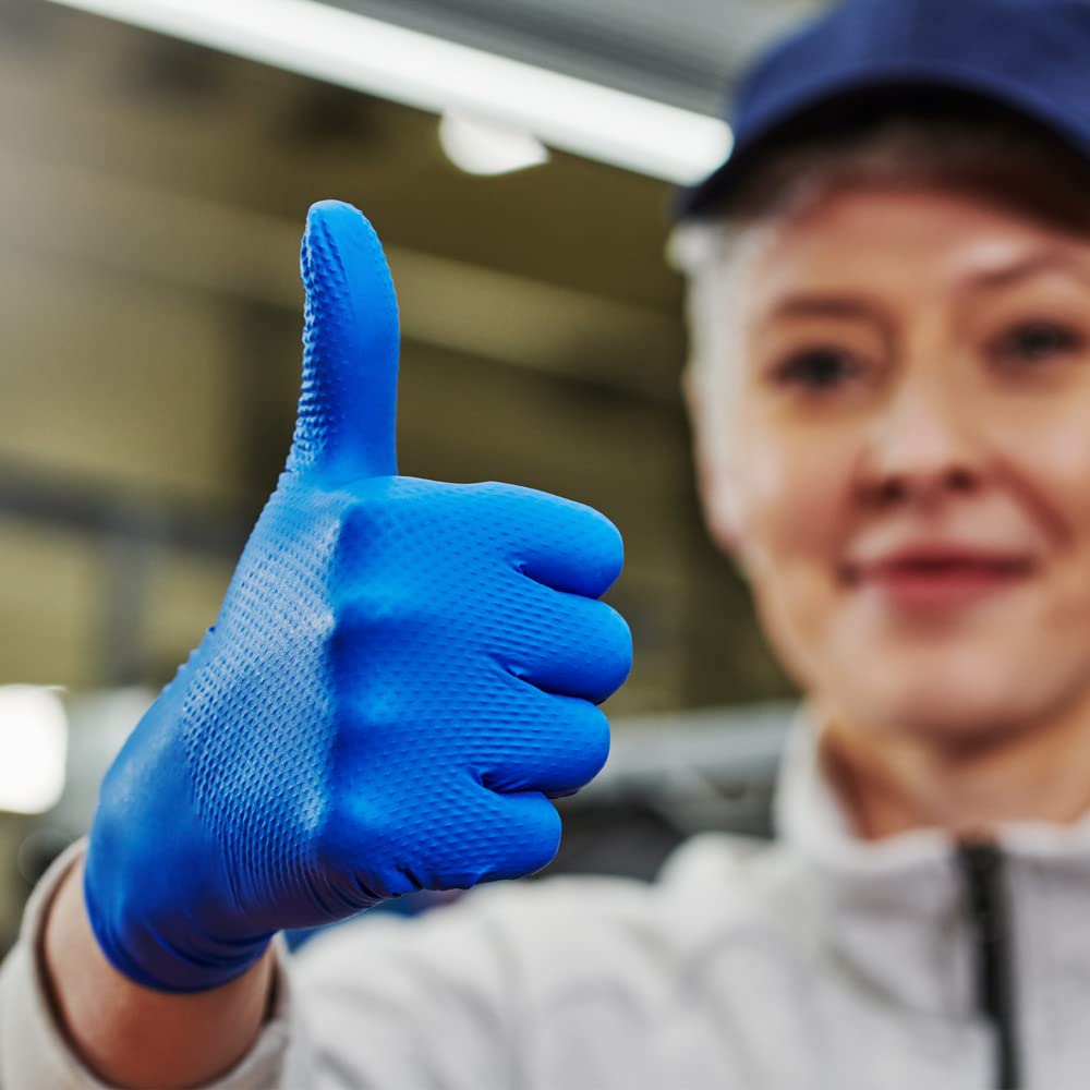 MERCATOR GoGrip Nitrilhandschuhe Blau Größe M - 500 Stück Einweg Schutzhandschuhe puderfrei latexfrei extra stark Diamanttextur Nitril-Handschuhe