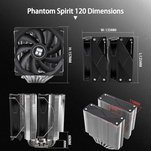 Image of Thermalright Phantom Spirit 120 CPU Air Cooler, 7 Heat Pipes CPU Cooler,Dual 120mm TL-C12B V2 PWM Fans, AGHP 4.0 Technology,for AMD AM4 AM5 /Intel lga1851 /1700 /1150 /1151 /1200 /2011,PC Cooling