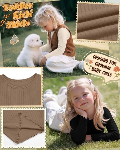 Image of 3 Pack Toddler Girls Cute Long Sleeve Cotton Shirts