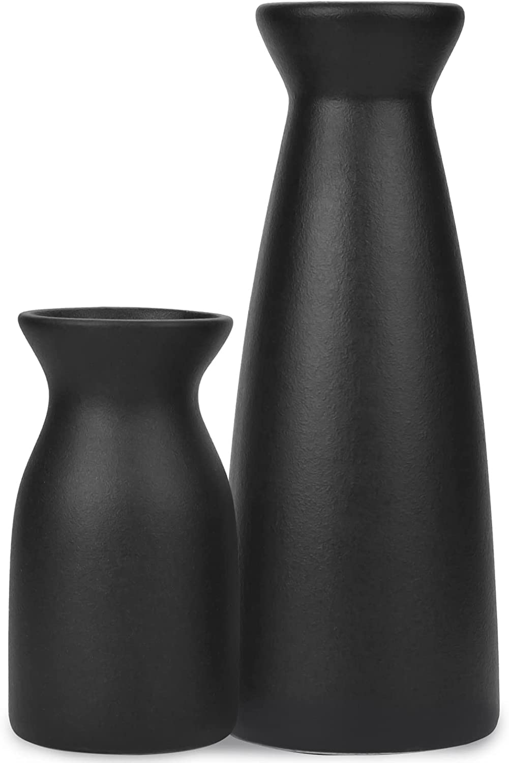 Ceramic Vase Set- 2 Small Vases, Ceramic Vases for Home Decor,Home Dcor Accents;Living Room Dcor, Boho Vases for Room Dcor, Entryway, Bookshelf, Mantel, Centerpieces, Shelf Dcor-Black