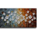 YaSheng Art - 100% Hand painted Contemporary Art Oil painting On Canvas white Flowers Abstract Paint