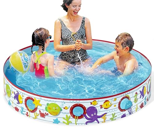 Image of Zest 4 Toyz Non-Inflatable Kids Swimming Pool with Printed Fish Design 5 Feet for Boys Girls Ages 3+