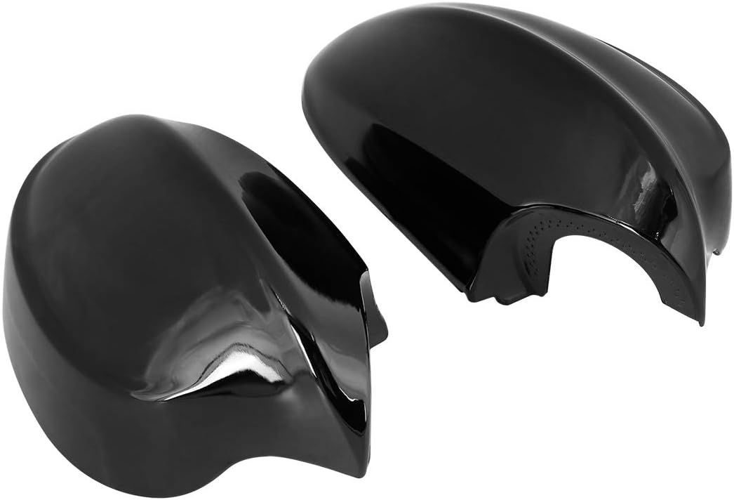X AUTOHAUX Pair New Exterior Rear View Mirror Housing Door Wing Mirror Covering Cap Glossy Black for BMW 3-Series E90 E91 325i 328i 330i Sedan 2005-2008