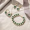 Ever Faith Women's Jewelry Set Green Jewellery Sparkly Cubic Zirconia Birthstone Teardrop Necklace Earring Bracelet Ring Sets for Women Birthday Gifts 4 PCS Gold-Tone #3