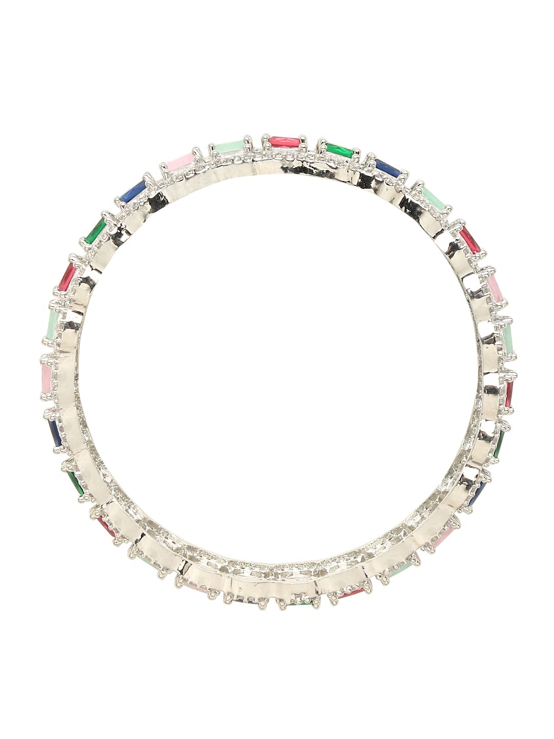 Silver Plated Stone Studded Bangles Set