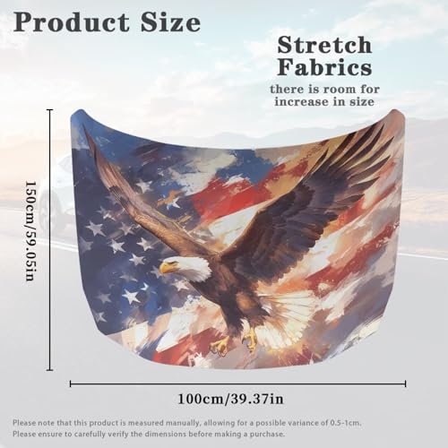 Image of Car Hood Cover Protector, A Washable Automotive Accessory with an Flying Eagle Print Design for Car Front Hoods, Measuring 59x51 Inches