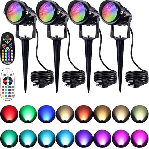 SUNVIE RGB Outdoor LED Spotlight with Remote Control Cover