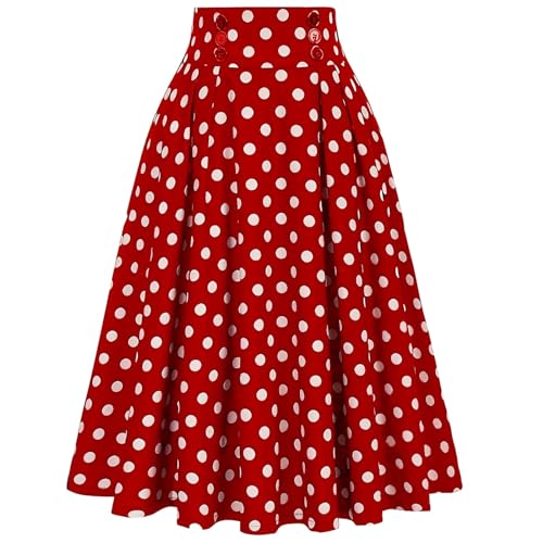 bawilom Polka Dots Skirt for Women Long Maxi Skirts Elastic