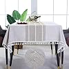 KAYSUN Rectangular Table Cloth Water Resistance Heavyweight Burlap Linen Oblong Outdoor Table Cover Winkle Free Farmhouse Beige Tablecloth for Family Dinning Room 55×70