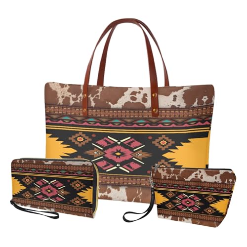 Image of Top Handle Purse for Women, Large Tote Handbag With PU Wallet Set, Gift for Mom