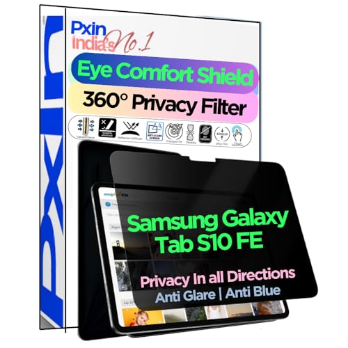 Image of PxIn Tablet Privacy Screen Guard compatible with Samsung Galaxy Tab S10 FE | No.1 | Anti Glare | Anti Blue Light | Anti UV | 4 Way Privacy Filter | 360 Privacy | Eye Protect