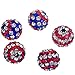 RUBYCA USA Flag Czech Crystal Round Disco Ball Clay Beads fit Shamballa Jewelry (20pcs, 10mm)